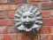 Whimsical Garden Wall Accent Concrete Sun Face w/ Hands Cupped Bird Feeder