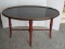 Refined Chinoiserie Oval Coffee Table w/ Classic Lacquer Top
