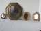 4 Decorative Wall Accent Mirrors Octagon Shape Frame, Round Disc Brass Frame