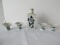 5 Piece - Porcelain Sake Set Hand Painted Flowering Vine Pattern