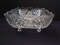 Lead Crystal Scroll Footed Square Bowl Etched Hobstar & File Pattern