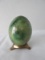 Green Mottled Coloration Marble Egg w/ Brass Footed Stand
