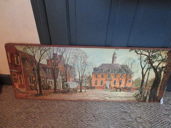 Titled "Williamsburg Capital" Lithograph Print by Drummond on Beveled Edge Pressed Board