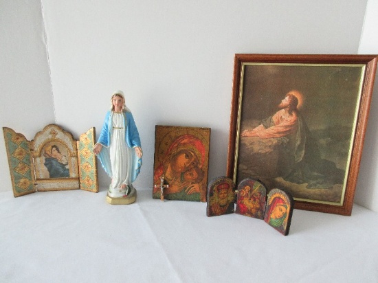 Religious Lot - 2 Triptych Titled "The Little Madonna" Renaissance Florentine Design