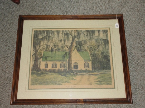 Titled "St. Andrews Parish Church" Charleston S.C. Artist Signed Clarence Dobbs