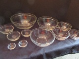 Set - 11 Graduating Size Glass Nesting Bowls