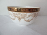 Wedgwood China Footed Bowl Medallion & Floral Swag Pattern w/ Black/Gilt Band Trim