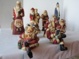 Lot - Santa Claus Figurines 2 Resin Mantle Stocking Holders, Plastic, Etc.