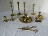 Lot - Baldwin Brass & Other Colonial Style Candlesticks, Chamber Candlestick