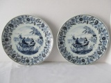 Pair - Boch Delft Blue/White Porcelain 8 1/2