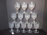 Set - 12 New England Pineapple Flint Pattern Goblets EAPG Style Pressed Glass