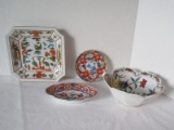 Lot - Semi-Porcelain Lotus Flower Style Bowl Hand Painted Floral Pattern