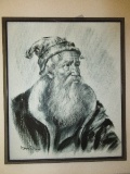 Elderly Man Portrait Wearing Cap Original on Canvas Artist Signed Berri Dupas