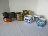 Lot - Misc. Semi-Porcelain, Embossed Tin & Other Planters Various Sizes/Designs