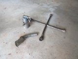 Lot - Vintage Oil Can Funnel, Hand Oil Can & Tire Tool