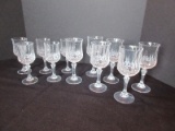 11 Cristal D'Arques-Durand Clear Long Champ Pattern Hand Blown Sherry Stems 5 3/4