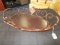 Metal Tray w/ Scalloped/Curled Design Wood Base