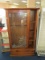Wooden Gun Cabinet Glass Front w/ Stag Transfer, 4 Wooden Side Storage Shelves