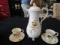 Prince Edward China Hand Painted Lot - 2 Cups, Saucers, 1 Kettle Gilted Rose Motif/Pattern