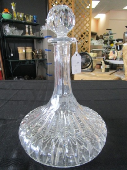 Crystal Glass Decanter Cut, Wide Base Narrow Neck w/ Ball Design Stopper
