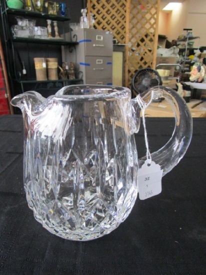 Waterford Crystal Glass Star-Cut Motif Water Pitcher Star-Cut Base w/ Handle