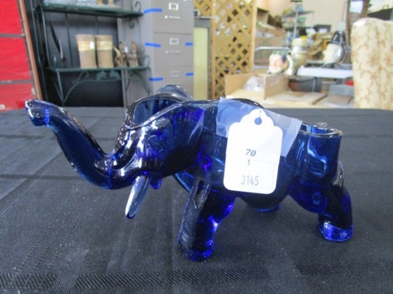 Blue Elephant Glass Trinket Dish