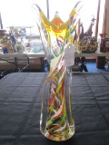 Murano Art Glass Twisted Multi-Colored Vase w/ Polished Base