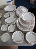 Noritake China Japan 5607 Granville US Design Pat. Pend. Lot - Gilted/Ornate Leaf Pattern