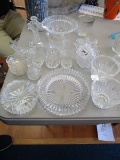 Misc. Glass Lot - Prescut Cups, Star-Base Ashtray, Bowl, Cross w/ Clock, Etc.