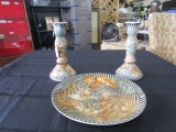 C&F Enterprises African Wildlife Motif 2 Candle Holders & Decorative Plate