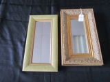 Pair - Rectangle Wooden Wall Mirrors, 1 Ornate Frame