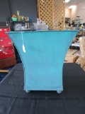 Green Metal Wide Top Square Planter