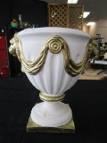 Ornate Design Planter/Pottery Grecian Urn Design Gilted Lion Head Sides, Rope Trim