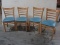 Set - 4 Modern Design Curved Ladder Back Bar Stools Natural Stain Finish