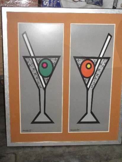 Martini's w/ Red & Green Olives Print Framed/Matt