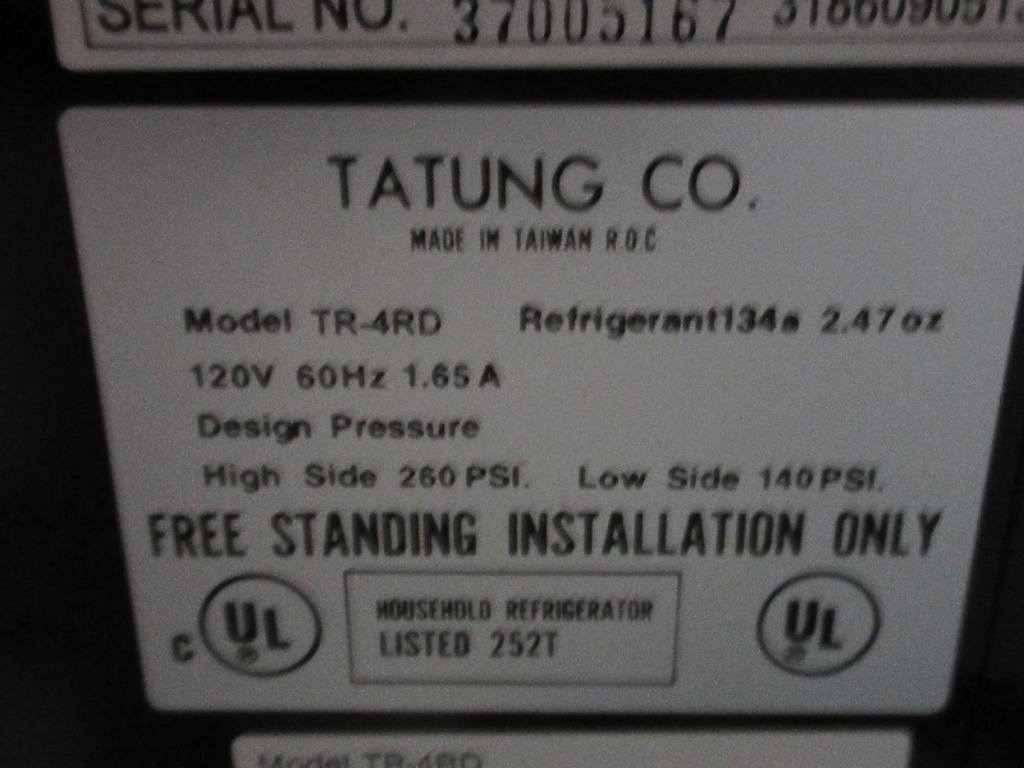 tatung mini fridge temp control
