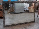 Large Silvertone Antiqued Patina Framed Beveled Wall Mirror