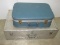 2 Vintage Travel Suitcases 1 Aluminum & Blue Case