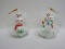 2 Sorelle Hand Crafted Lighted Christmas Globes Spun Glass Tree & Snowman