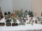 Lot - Bisque Lighted Christmas Village Buildings & Accessory Figurines