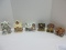 Lot - 3 Molded Ginger Bread Style Lighted Glitter Buildings Toy Shop, Christmas Store