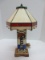 Tiffany Style Light House Slag Glass Design Lamp w/ Scalloped Shade