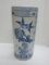 Semi-Porcelain Cylinder Blue/White Oriental Birds & Floral Design Umbrella/Cane Stand
