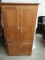 Rustic Country Knotty Pine Natural Finish 4 Panel Door Cabinet w/ Painted White Wooden Pulls