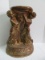 Plaster Figural Putti & Column Plant Stand Gilded Antiqued Patina on Plinth Base