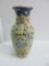 Porcelain Asian Flowering Vine Relief Design Vase Shades of Blue/Yellow Background