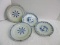 4 Semi-Porcelain Blue/White Oriental Dragon & Sun Design Plates w/ Hangers