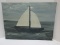 Americana Folk Art Style Sailboat Original Art on Canvas