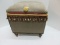 Decorative Storage Chest w/ Hinged Lid Insect Upholstered Pattern & Fringe Trim