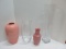 Lot - 2 Ceramic Pink Glaze Vases 11